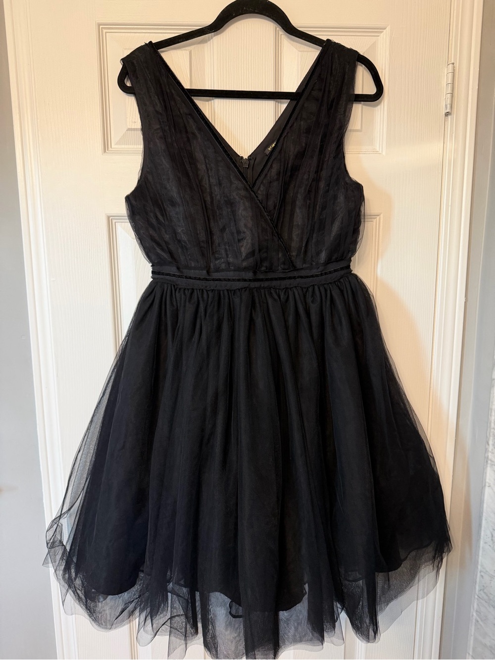 Scotch & Soda Black Sleeveless V-Neck Mini Tulle Dress Reg $329 USD